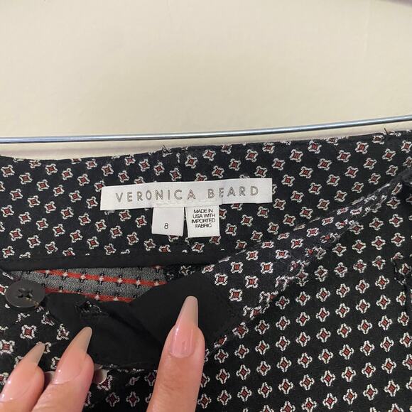 Veronica Beard Hibiscus Flare Pants in Black/Multi Pattern Size 8 - Picture 5 of 9